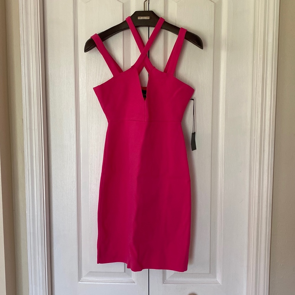NWT NBD X the NAVEN twins size small hot pink mini dress